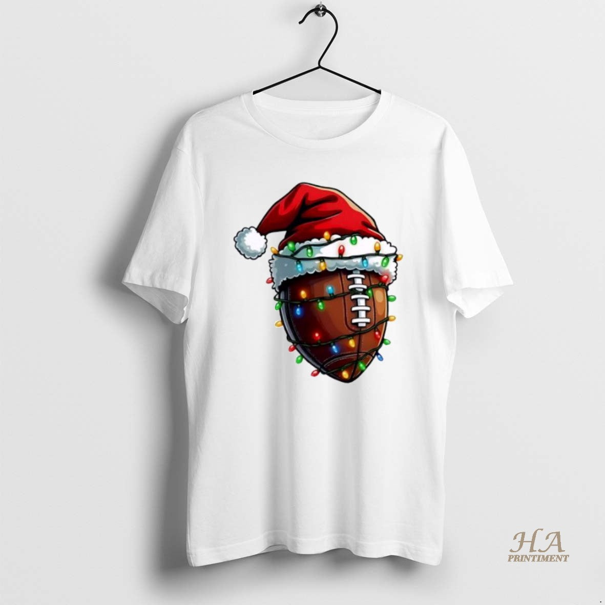 Official Football Xmas Hat Santa Lights Personalized Ornaments White