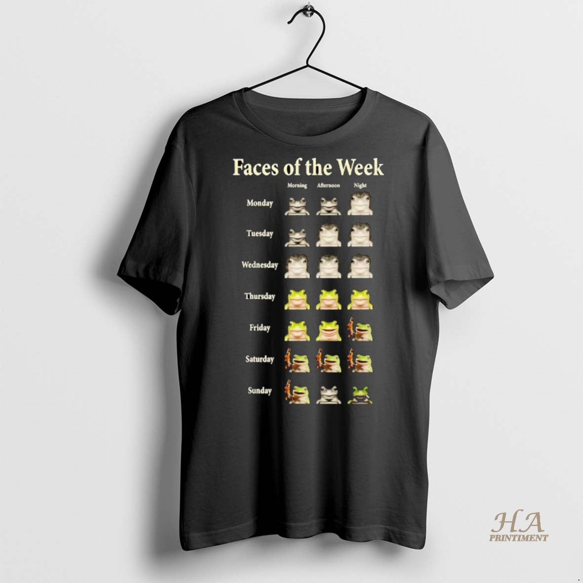 Official Frog Faces Of The Week Morning Afternoon And Night Shirt