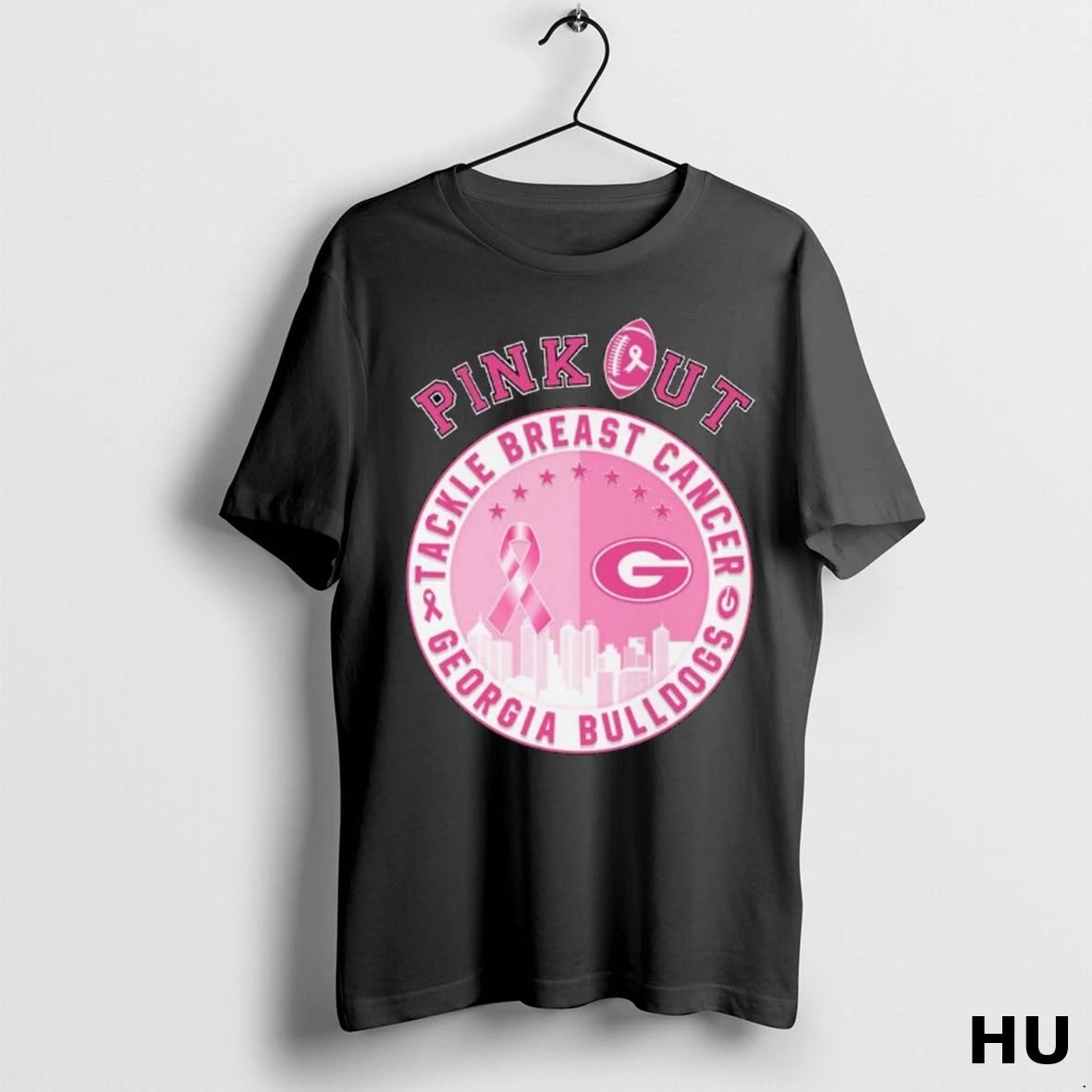 Official Georgia Bulldogs Pink Out Tackle Breast Cancer Long Sleve T Shirt