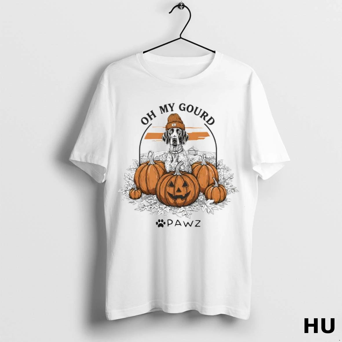 Official German Shorthaired Pointer Dog Oh My Gourd Halloween Pawz Ladies T Shirt