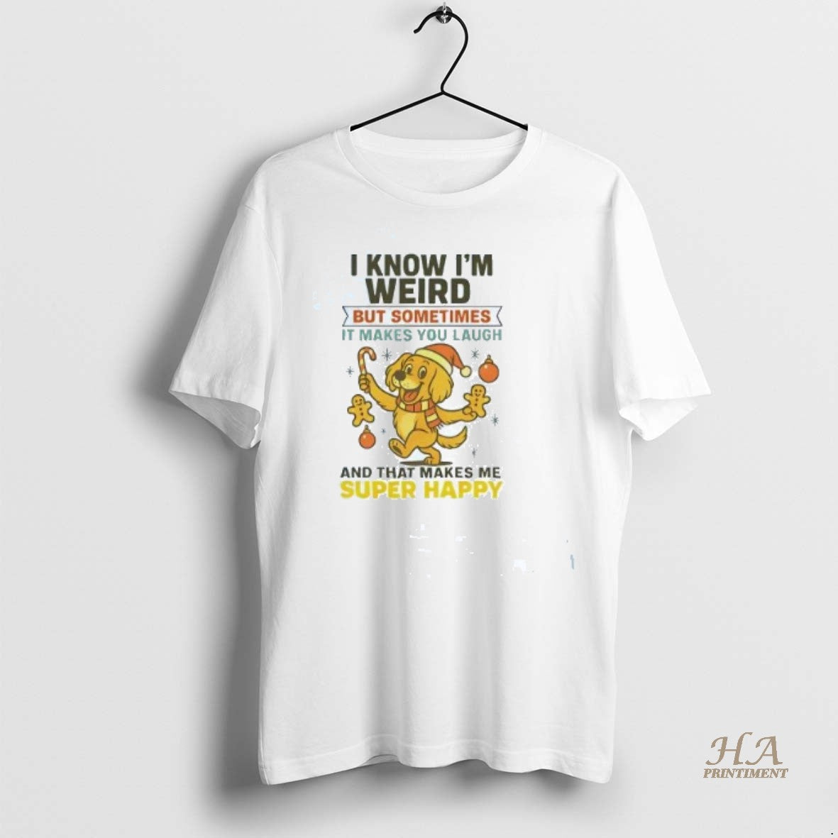 Official Golden Retriever I Know Im Weird It Make You Laugh Christmas Shirt
