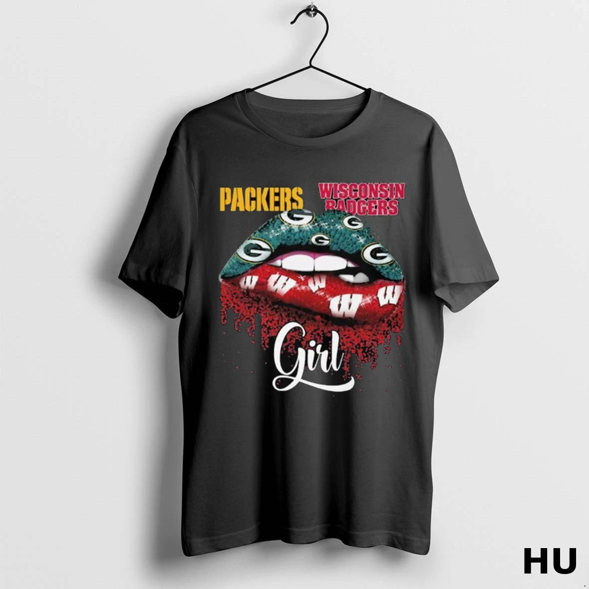 Official Green Bay Packers X Wisconsin Badgers Girl Lips Long Sleve T Shirt