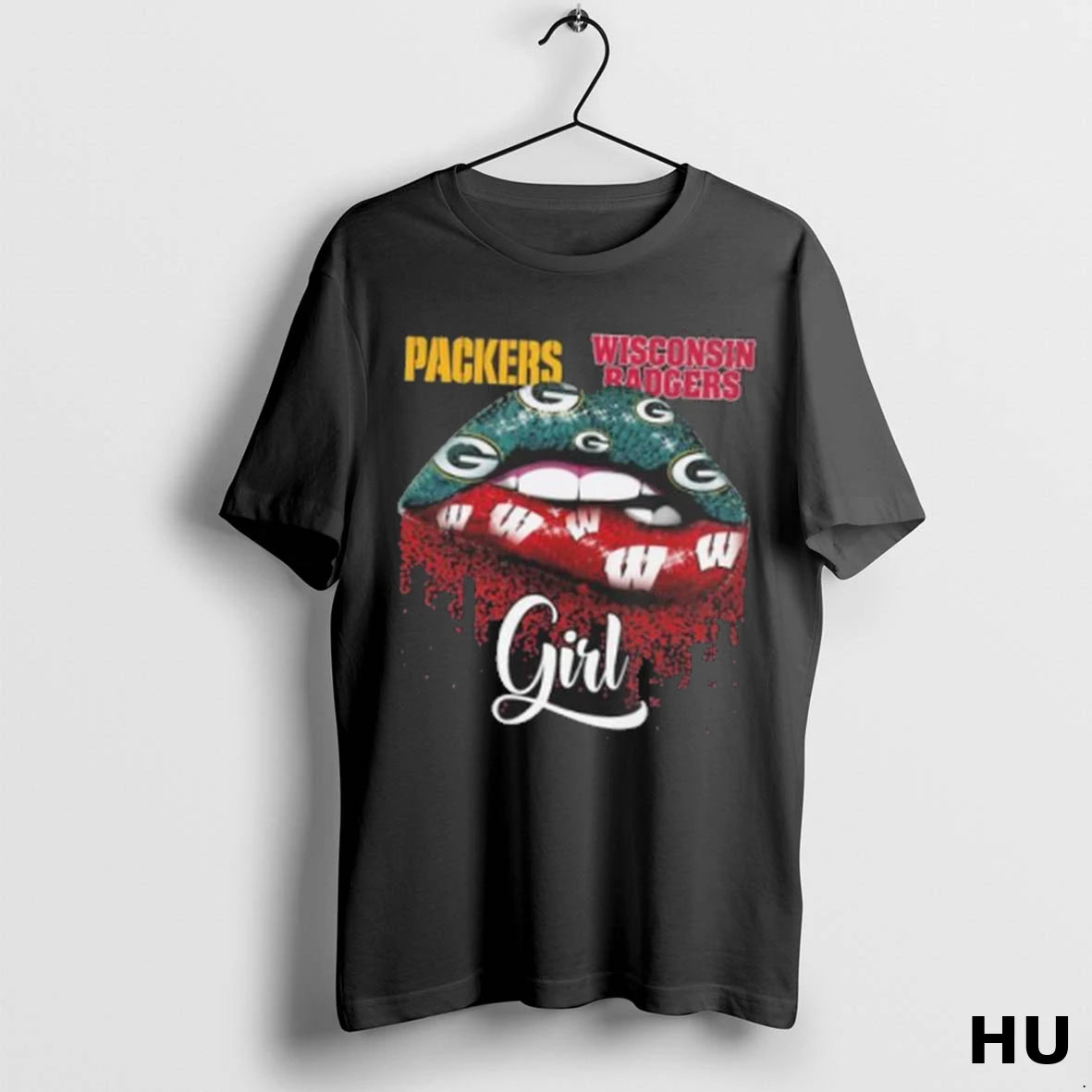 Official Green Bay Packers X Wisconsin Badgers Girl Lips T Shirt