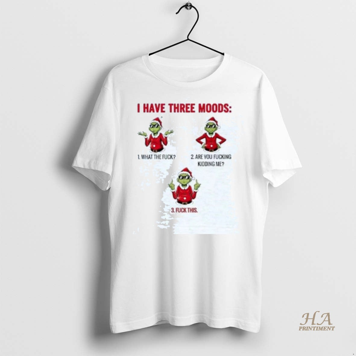 Official Grinch I Have Three Moods Christmas Shirt