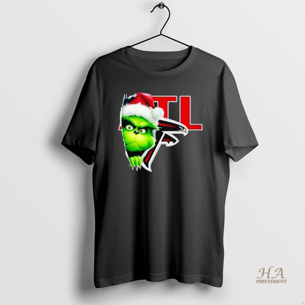 Official Grinch Peeking Through Atlanta Falcons Christmas Holiday