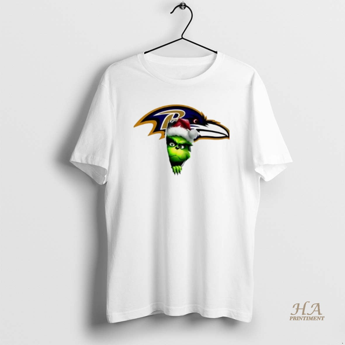 Official Grinch Peeking Through Baltimore Ravens Christmas Holiday