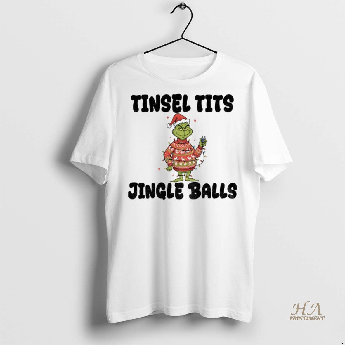 Official Grinch Santa Claus Tinsel Tits Jingle Balls Merry Christmas Shirt