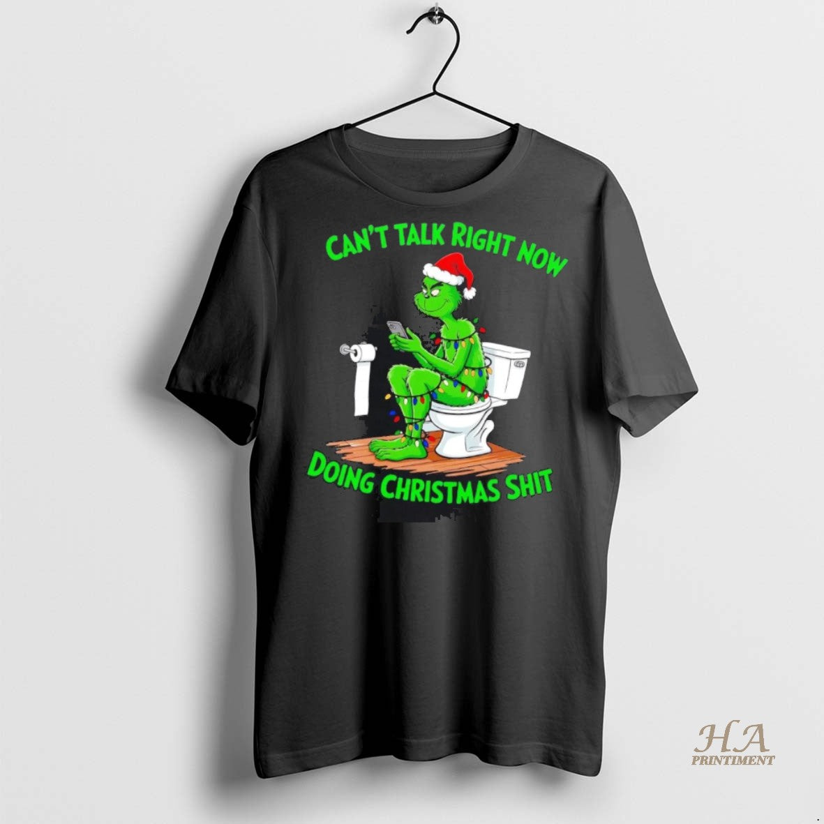 Official Grinch Toilet Cant Talk Right Now Doing Christmas Shit Shirt