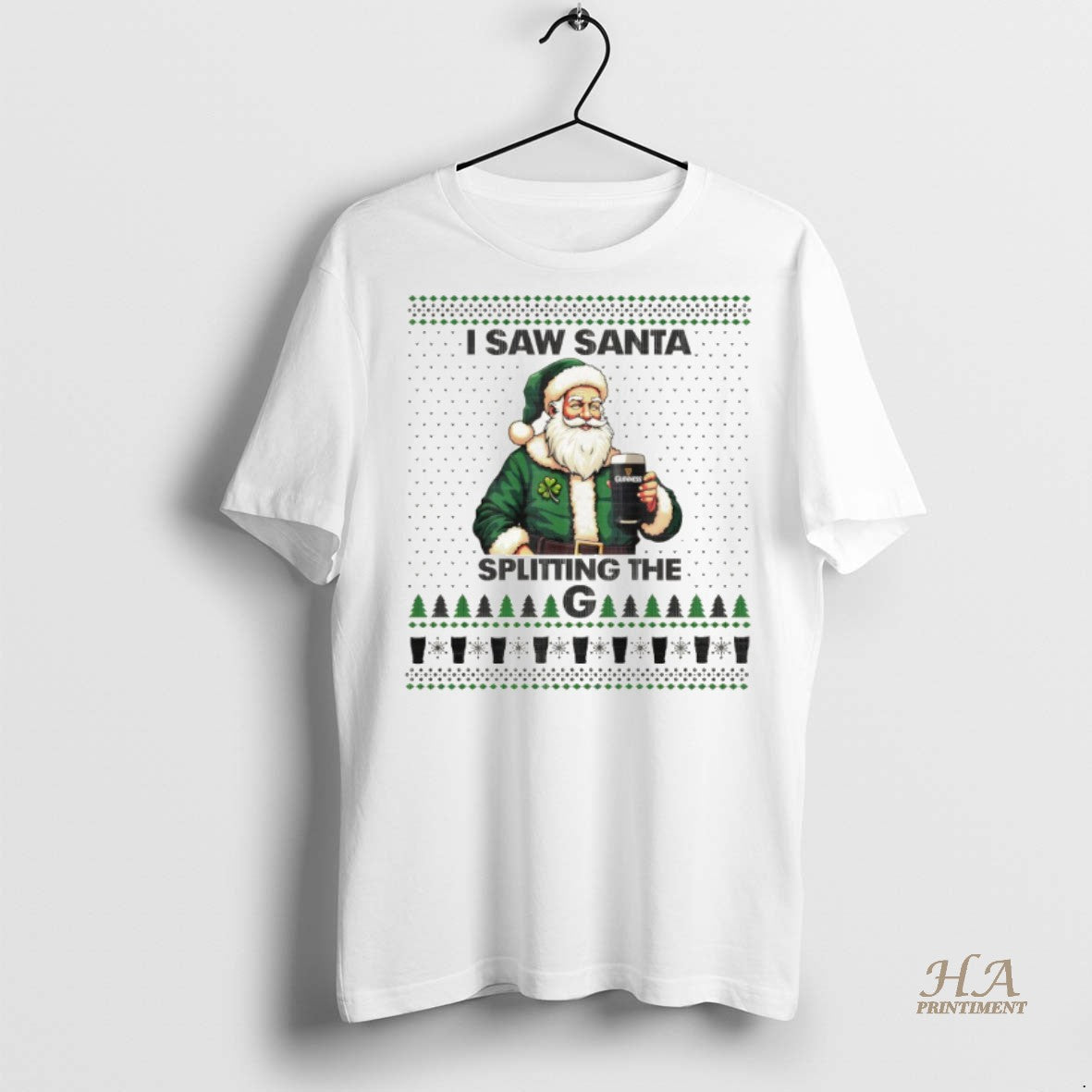 Official Guinness Santa Claus I Saw Santa Splitting The Merry Christmas Shirt