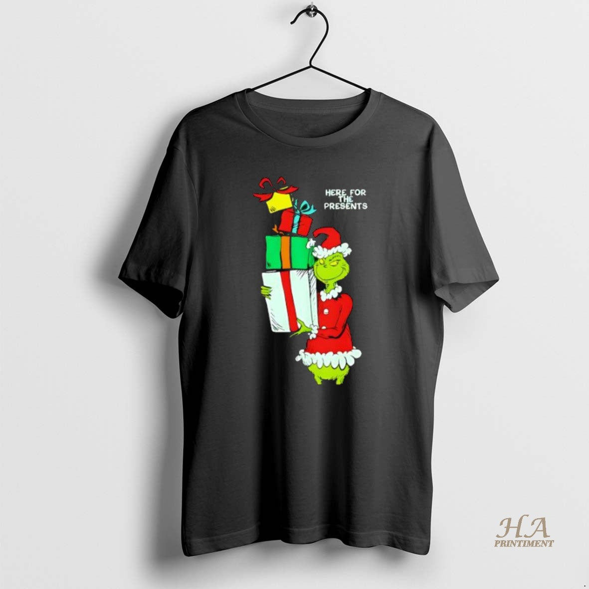 Official Here For The Presents Grinch Merry Christmas