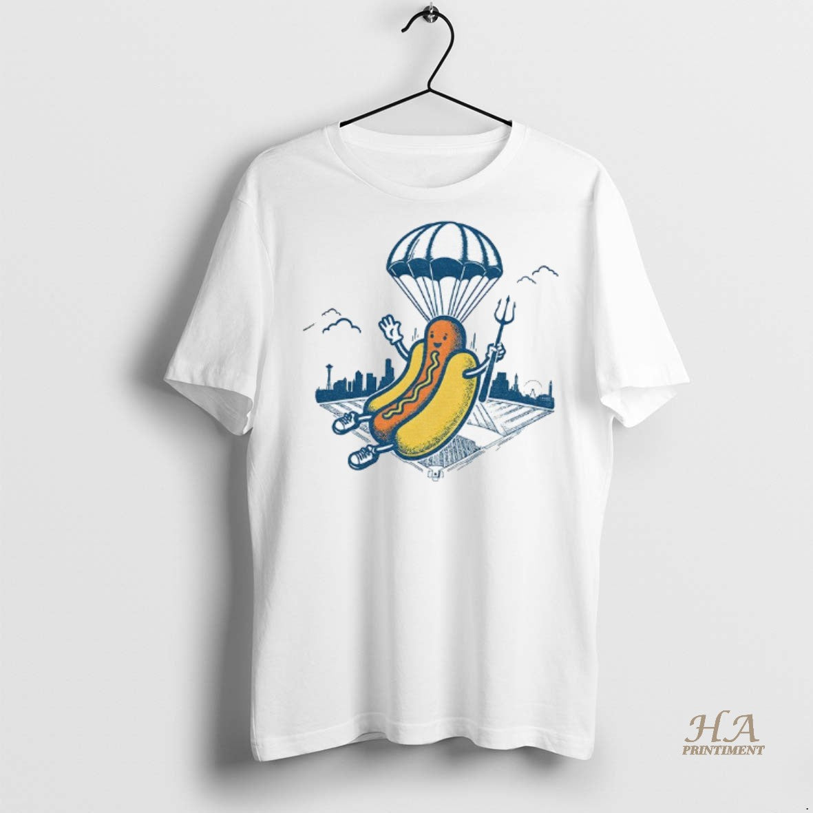Official Hot Dog Parachute Drop Holding Trident Seattle Mariners Mlb Baseball 2025 Shirt