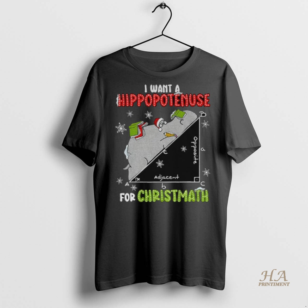 Official I Want A Hippopotenuse For Christmas Math Lover Hippopotamus Shirt