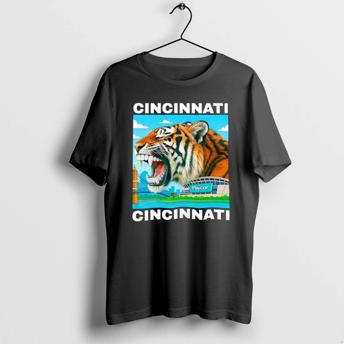 Official Iced Out Grillz Cincinnati Tiger Roaring City Skyline Christmas