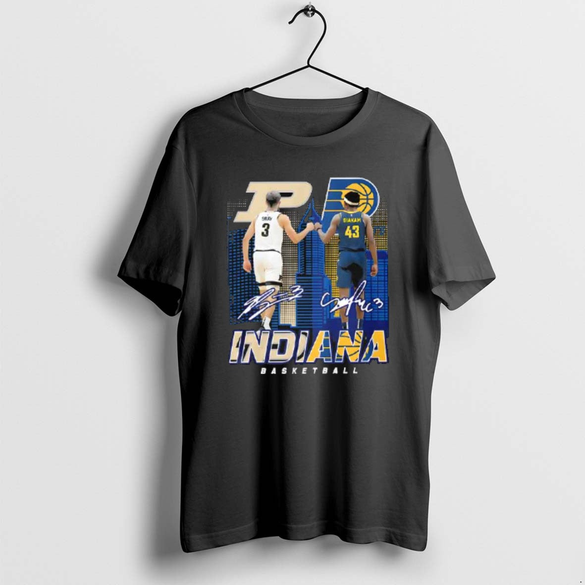 Official Indiana City Basketball Smith Purdue Boilermakers X Siakam Indiana Pacers Skyline Tee