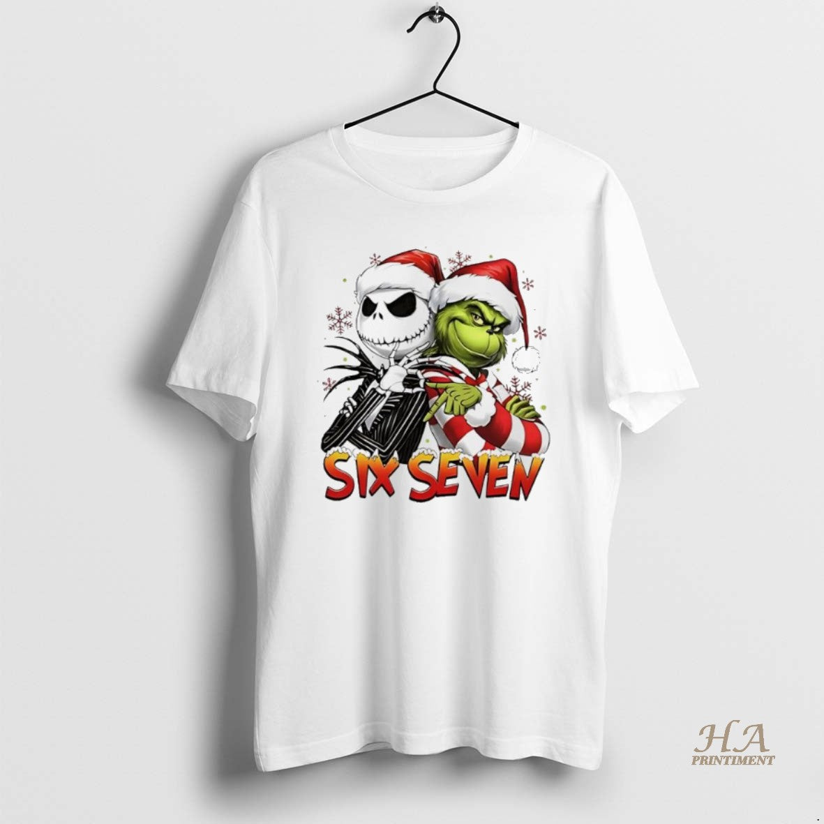 Official Jack Skellington And Grinch Funny Six Seven Meme Christmas