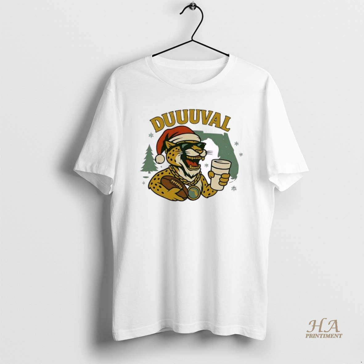 Official Jacksonville Mascot Hat Santa Personalized Ornaments White