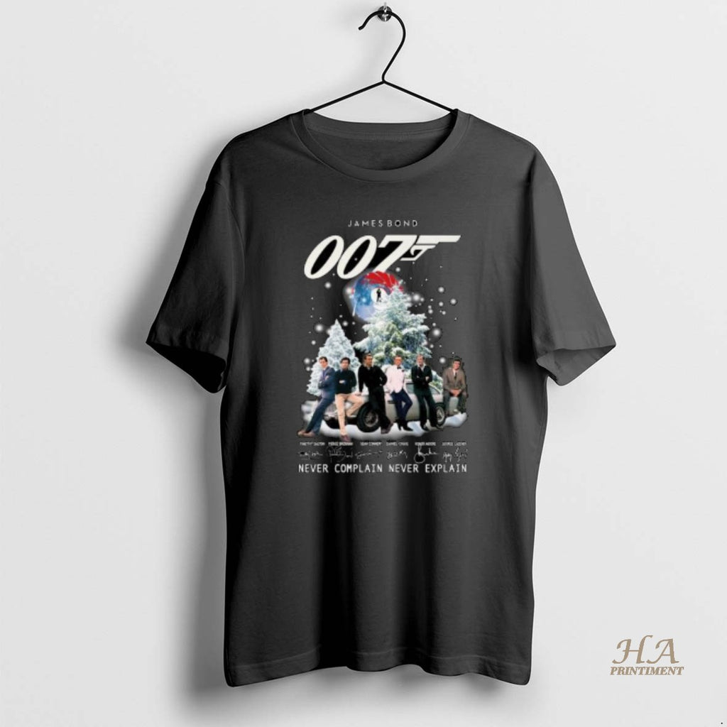 Official James Bond 007 Never Complain Never Explain Signatures Merry Christmas Circle Black