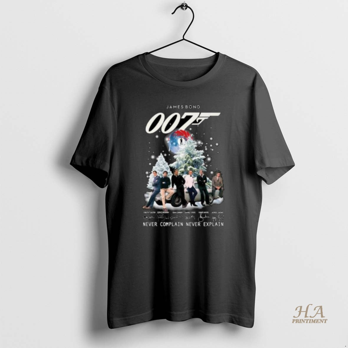Official James Bond 007 Never Complain Never Explain Signatures Merry Christmas Circle Black