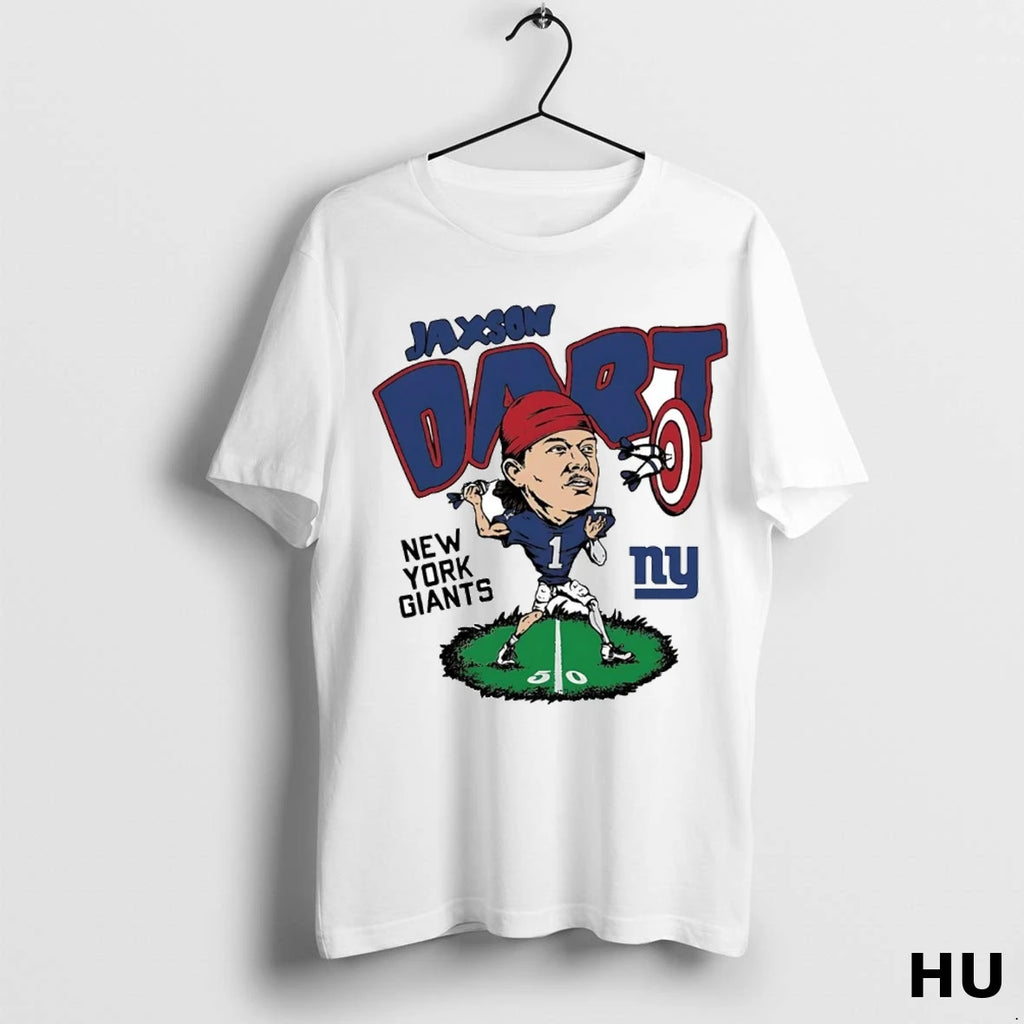 Official Jaxson Dart Caricature New York Giants T Shirt