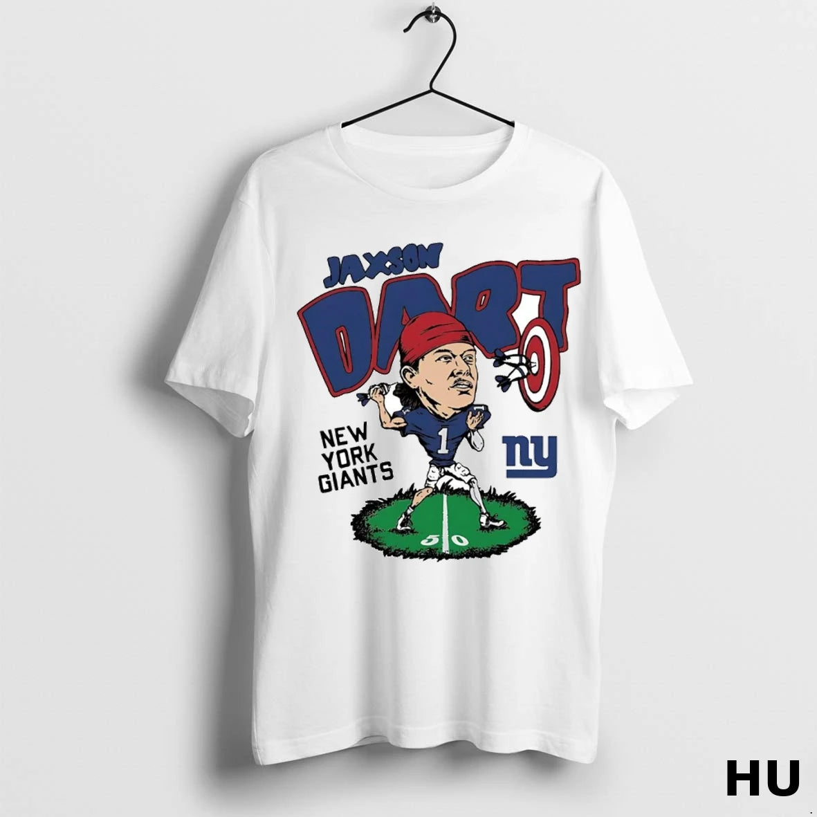 Official Jaxson Dart Caricature New York Giants T Shirt