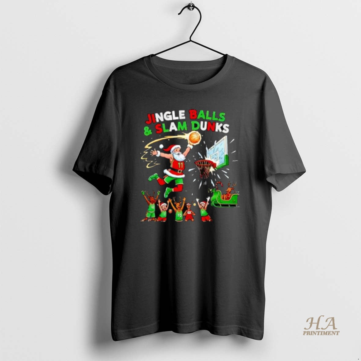Official Jingle Balls And Slam Dunks 2025 Funny Christmas Basketball Santa Design