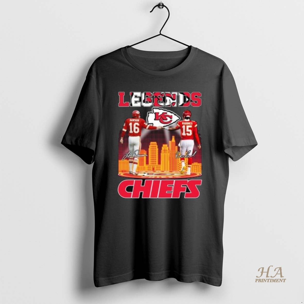 Official Kansas City Chiefs Legends Dawson And Mahomes Signatures Long Sleve