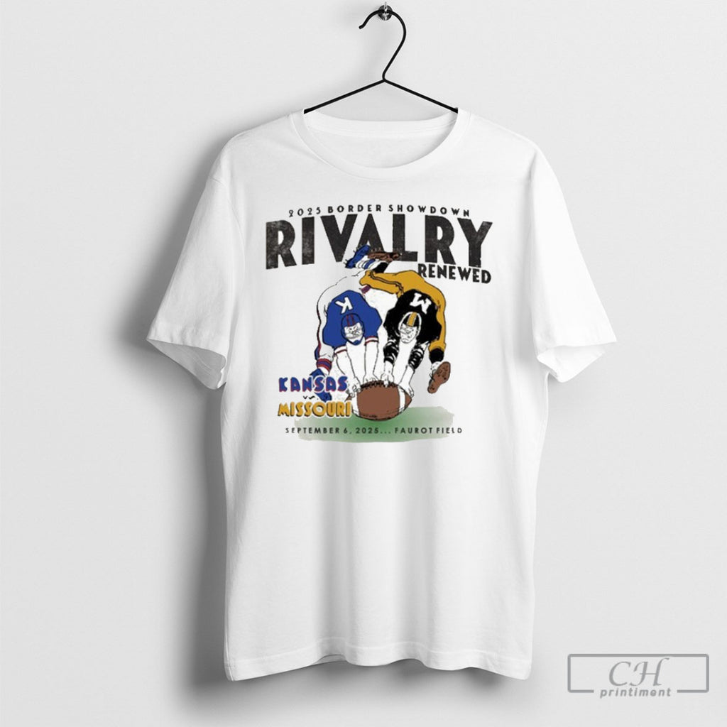 Official Kansas Jayhawks Missouri Tigers Rivalry Renewed Border Showdown September 6 2025 Faurotfield Sweater Tee
