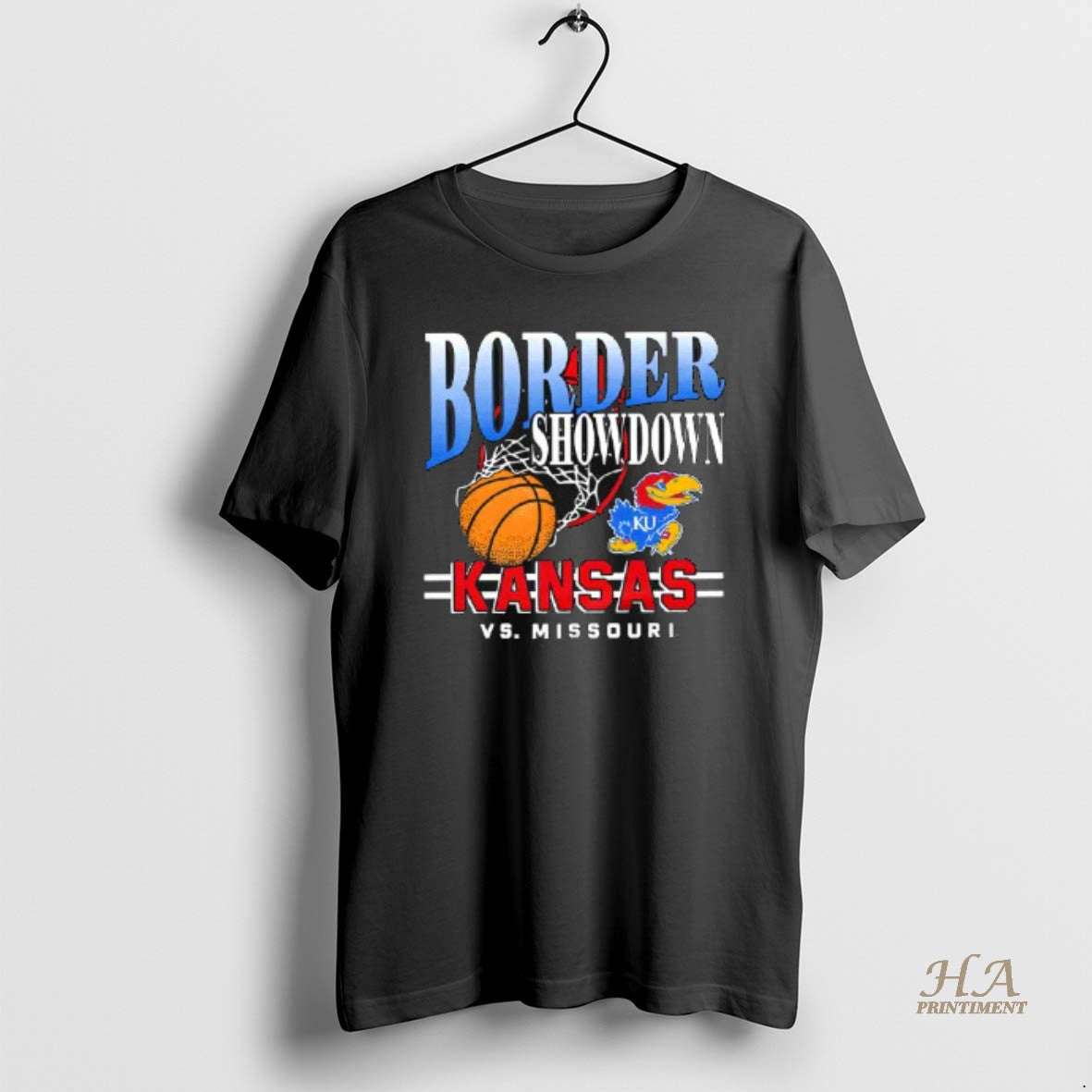 Official Kansas Jayhawks Vs Missouri Tigers Basketball Border Showdown Tee