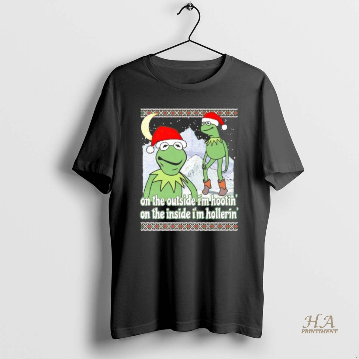 Official Kermit On The Outside Im Hootin Inside Hollerin Christmas
