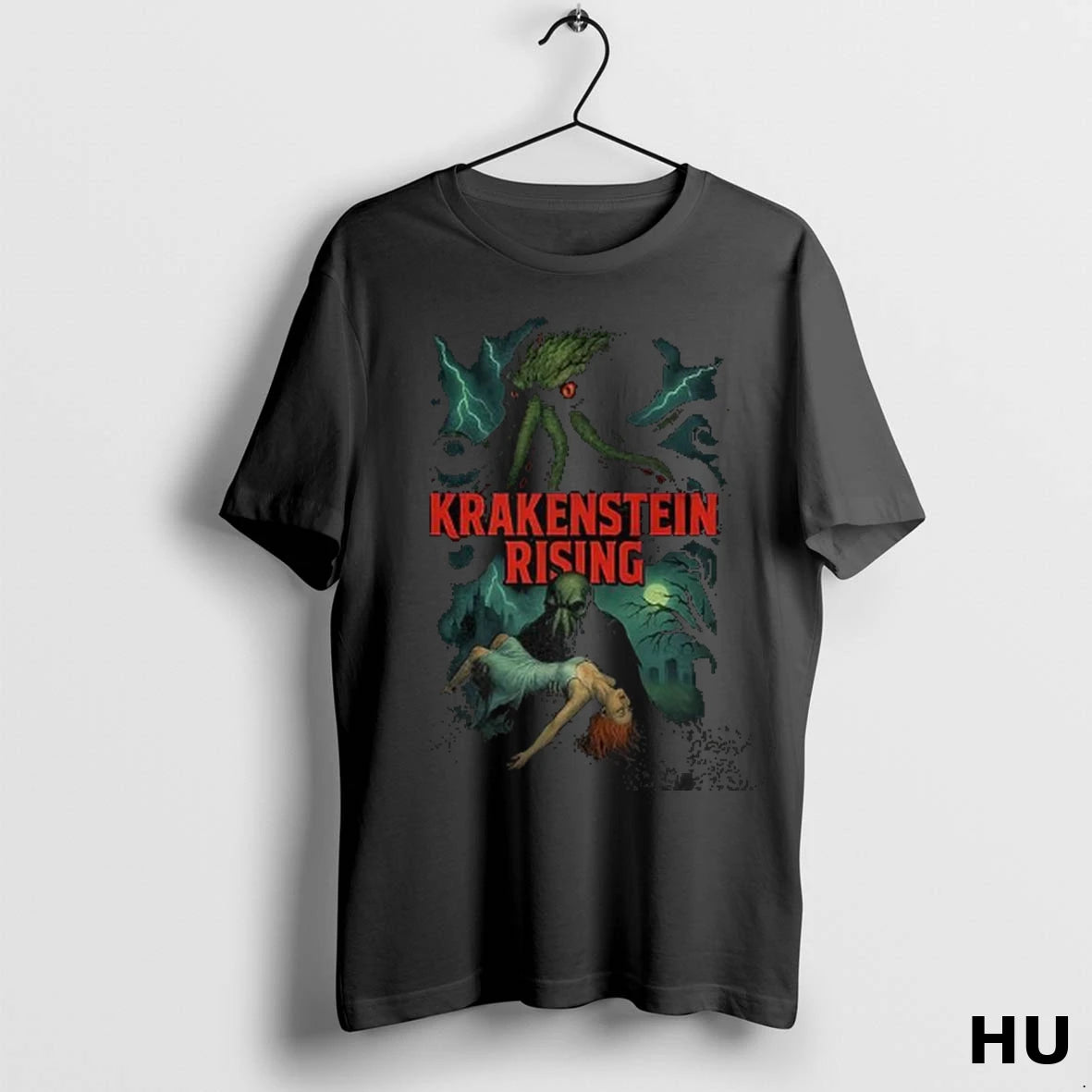 Official Krakenstein Rising Retro Horror Halloween T Shirt