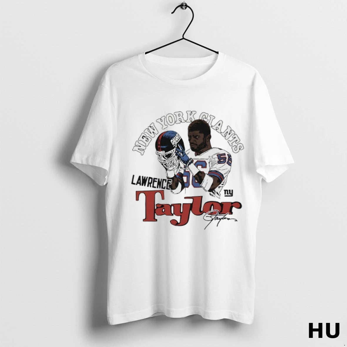 Official Lawrence Taylor New York Giants Player Signature Caricature T Shirt