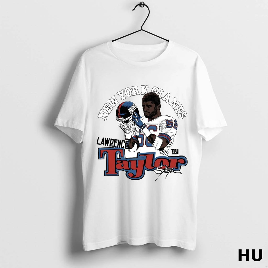 Official Lawrence Taylor Caricature Signature New York Giants T Shirt