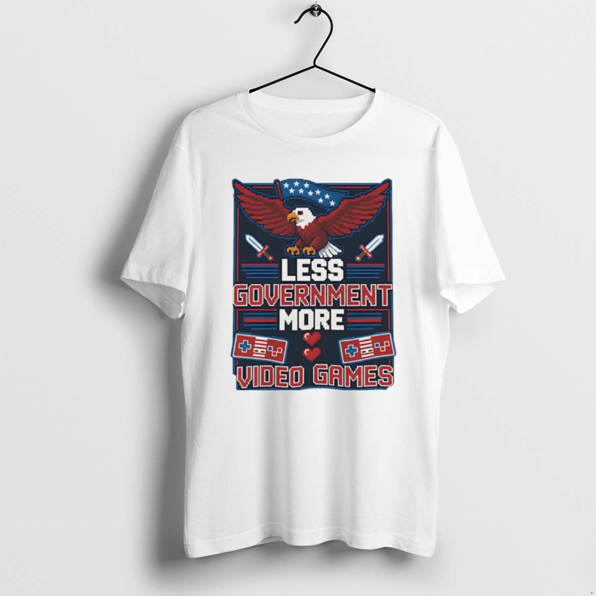 Official Less Government More Video Games Patriotic Eagle Graphic Christmas