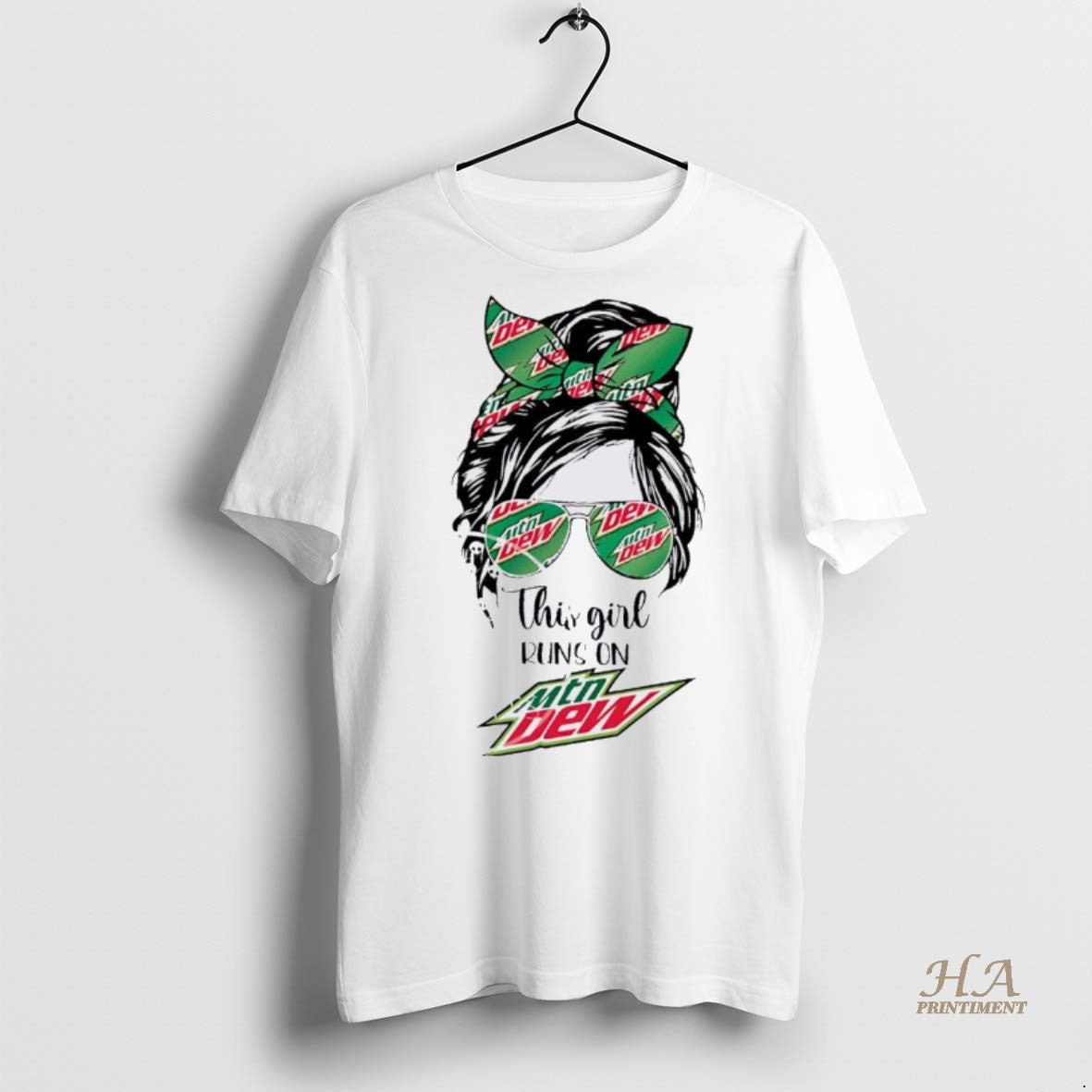 Official Messy Bun This Girl Runs On Mtn Dew Christmas Christmas Shirt