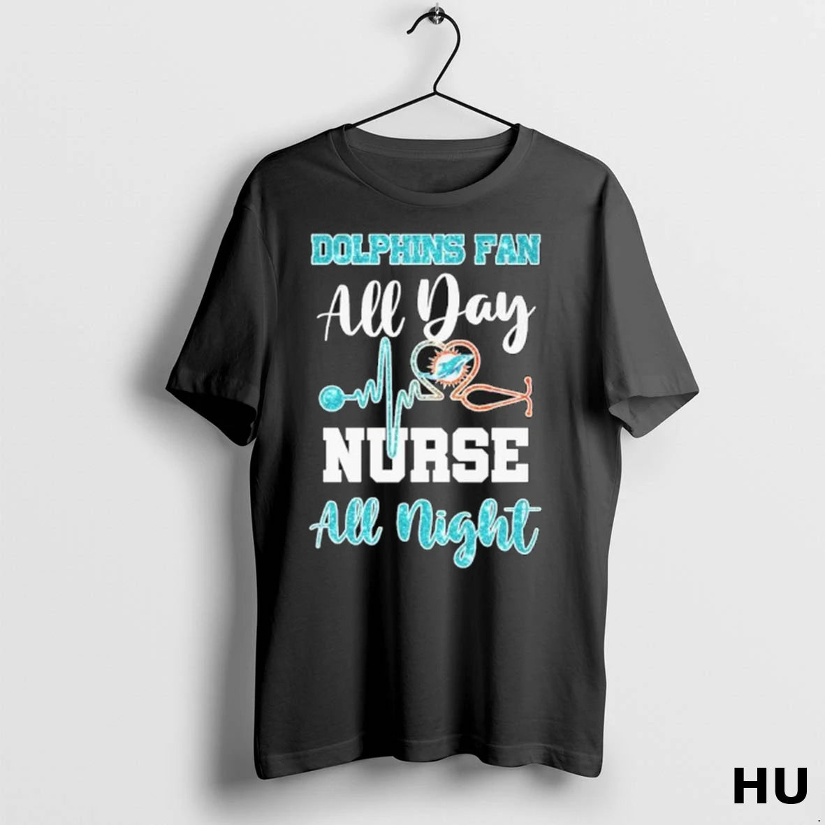 Official Miami Dolphins Fan All Day Nurse All Night Diamond T Shirt