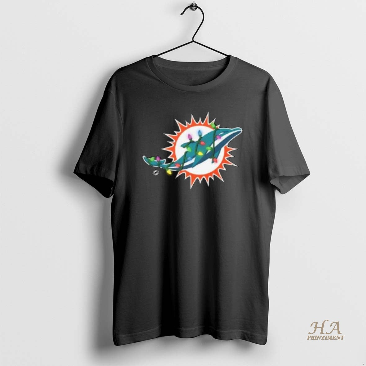 Official Miami Dolphins Primary Logo Holiday Lights 2025 Circle Black