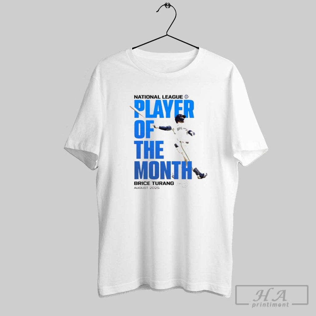 Official Milwaukee Brewers Brice Turang National League Player Of The Month August 2025 Signature Tee