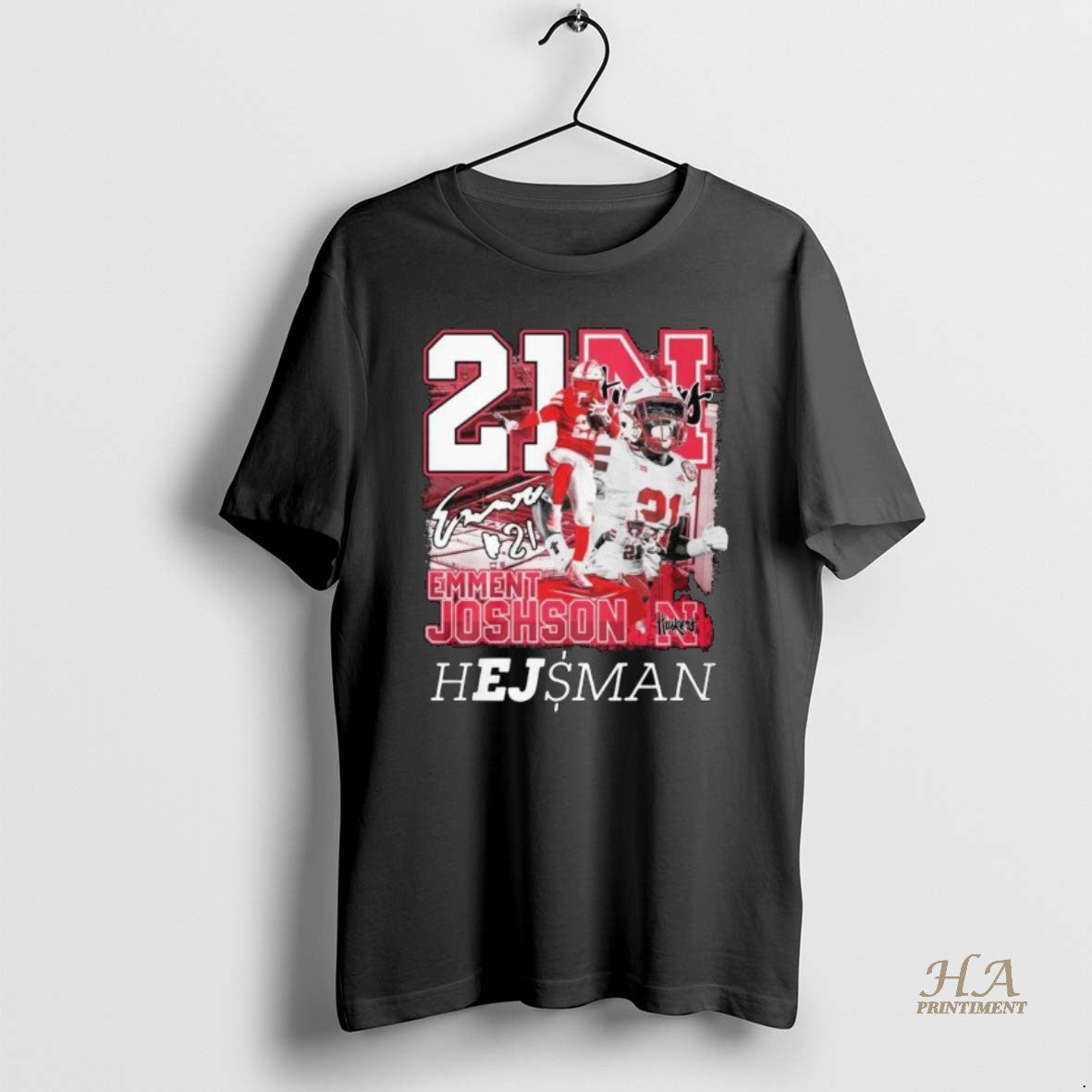 Official Nebraska Cornhuskers Emmett Joshson Hejsman 21 Forever Signature Long Sleve