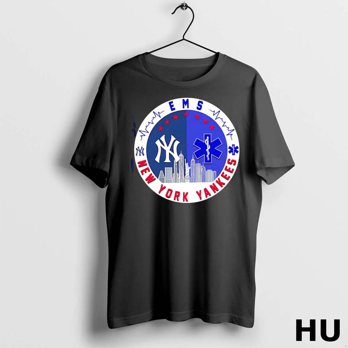 Official New York Yankees Ems Heartbeat Skyline T Shirt