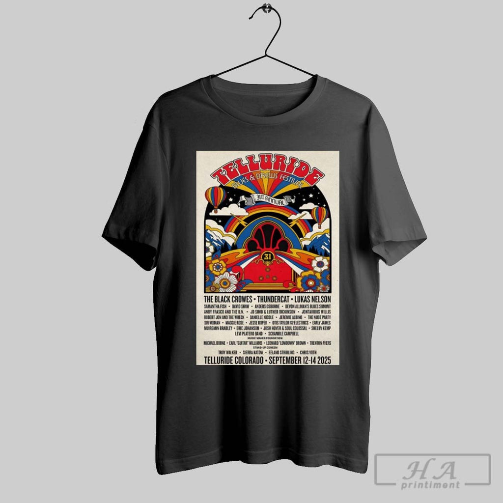 Official Official Telluride Blues And Brews Festival Sept 12 14 2025 Telluride Shows Poster Tee