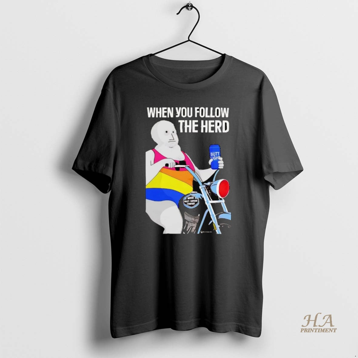 Official Pansexual Biker When Follow The Herd Drinking Butt Light Beer
