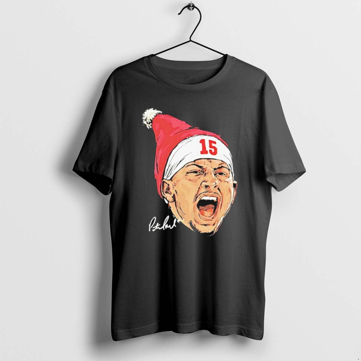 Official Patrick Mahomes Big Head Kansas City Chiefs Merry Christmas Santa Hat Signature