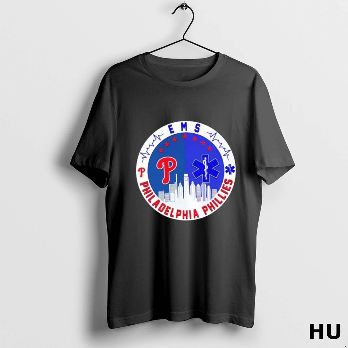 Official Philadelphia Phillies Heartbeat Ems City Skyline T Shirt