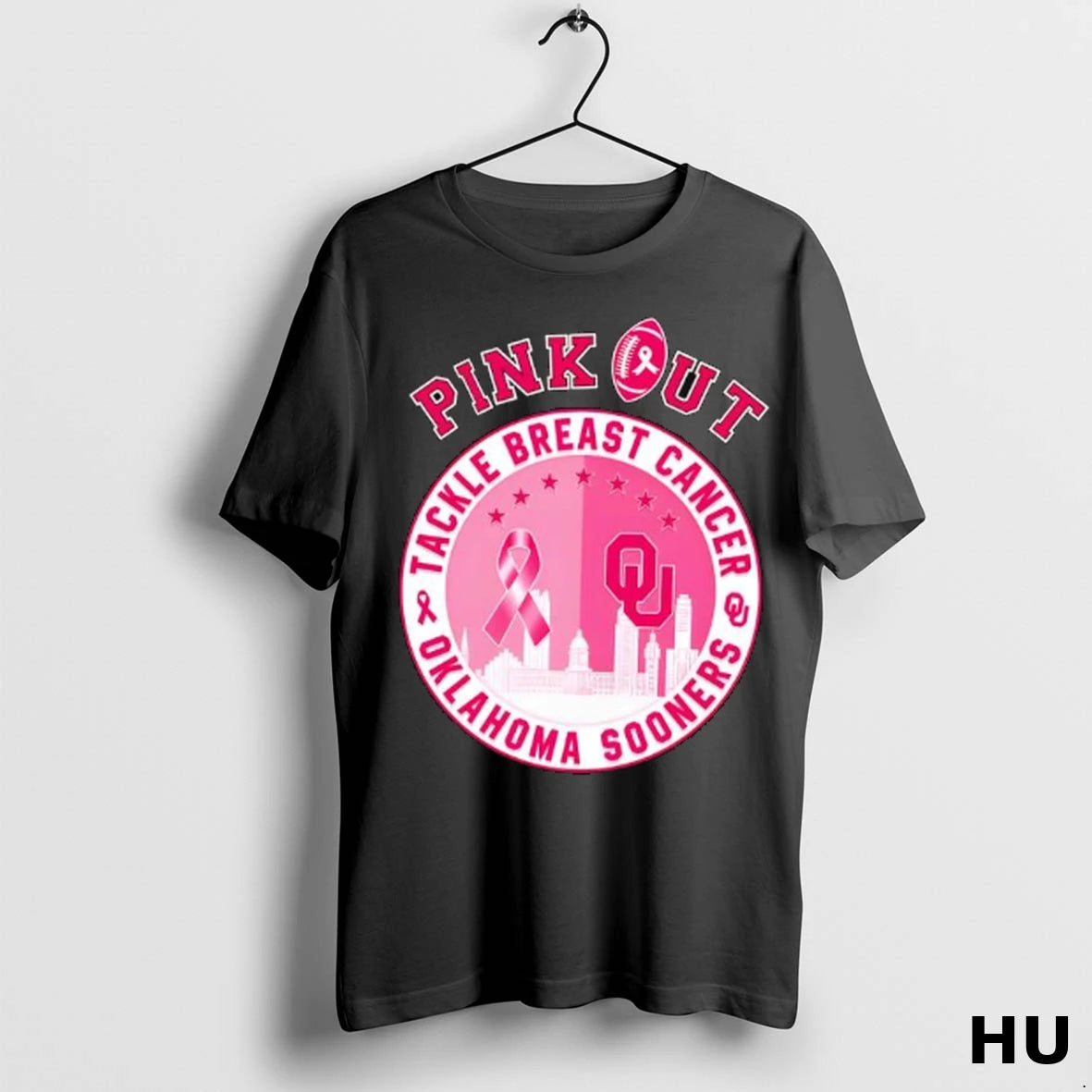 Official Pink Out Tackle Breast Cancer Oklahoma Sooners Logo T Shirt