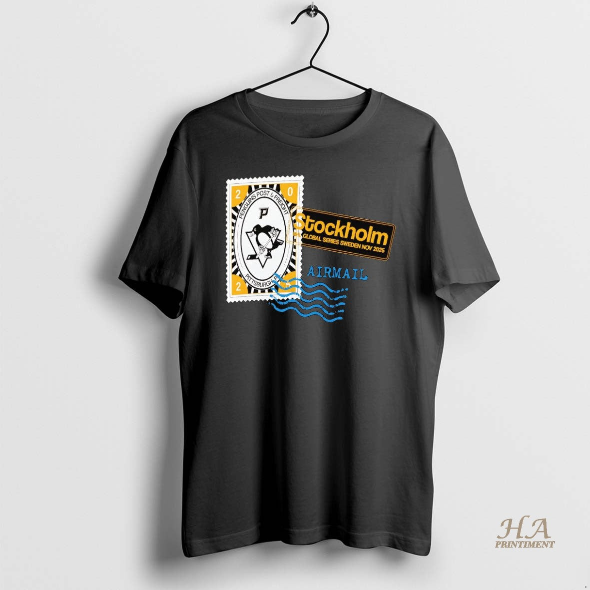 Official Pittsburgh Penguins 2025 Hometown To Stockholm Airmail Stamp
