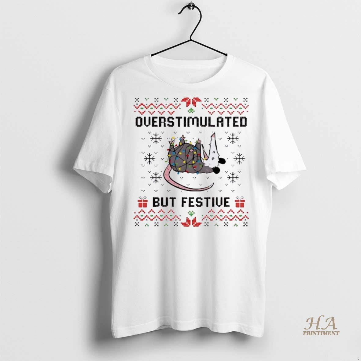 Official Possum Overstimulated But Festive Christmas Christmas Shirt