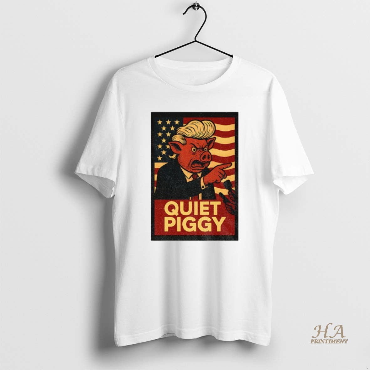 Official Quiet Piggy Political Rude Potus Satire American Flag