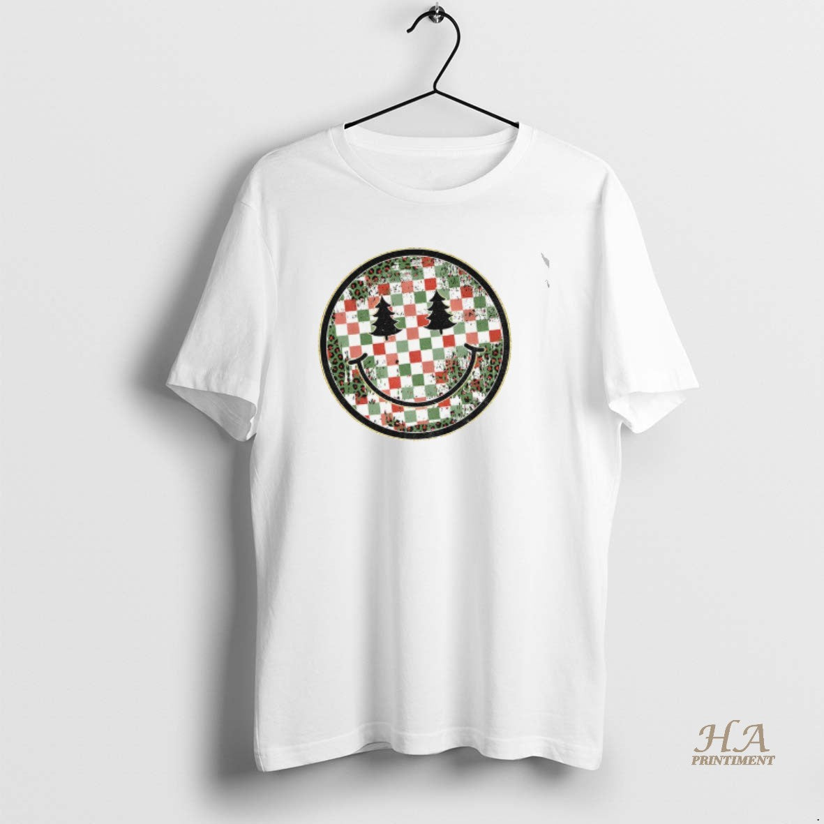 Official Retro Smiley Christmas Trendy Checkered Xmas Face