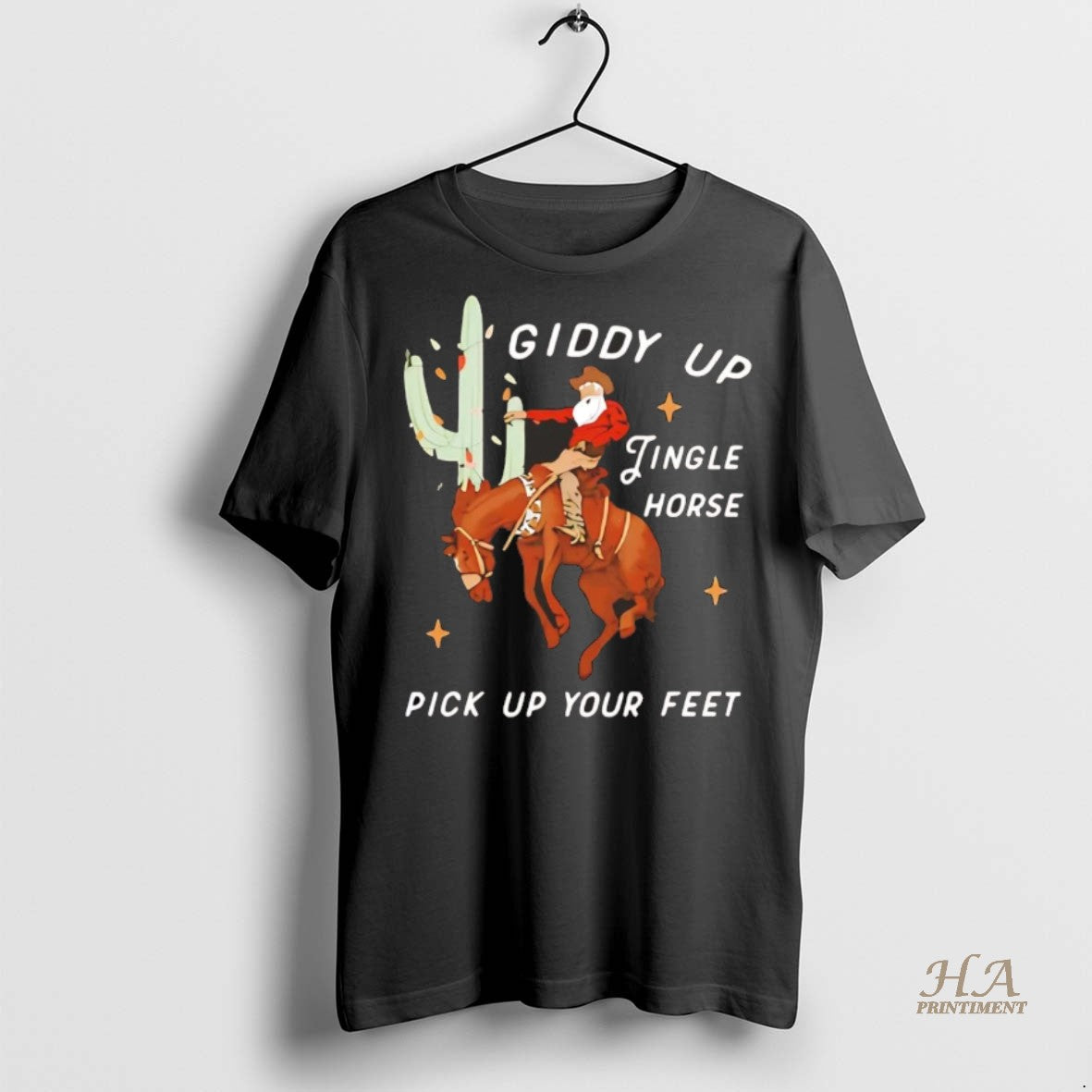 Official Santa Cowboy Giddy Up Jingle Horse Pickup Your Feet Christmas Chriast Shirt
