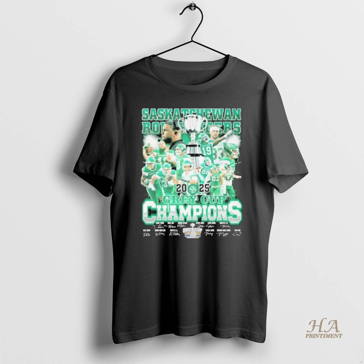 Official Saskatchewan Roughriders Win Montreal Alouettes 2025 Grey Cup Champions Players Signatures